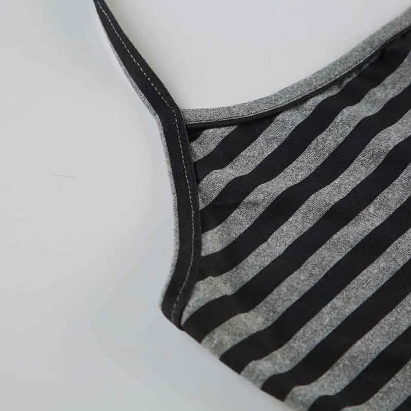 Striped Casual Backless Halter Camisole and Tiny Shorts Y2K Set Contrast Color Basic Two Piece Sets