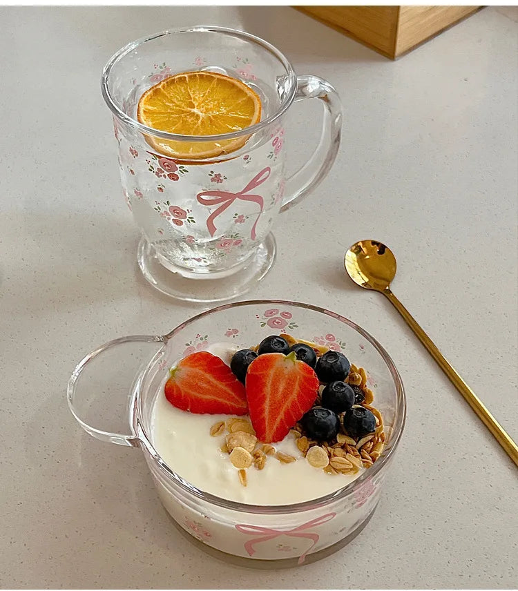 Kawaii Bowknot Glass Cups Bow Knot Drinkware