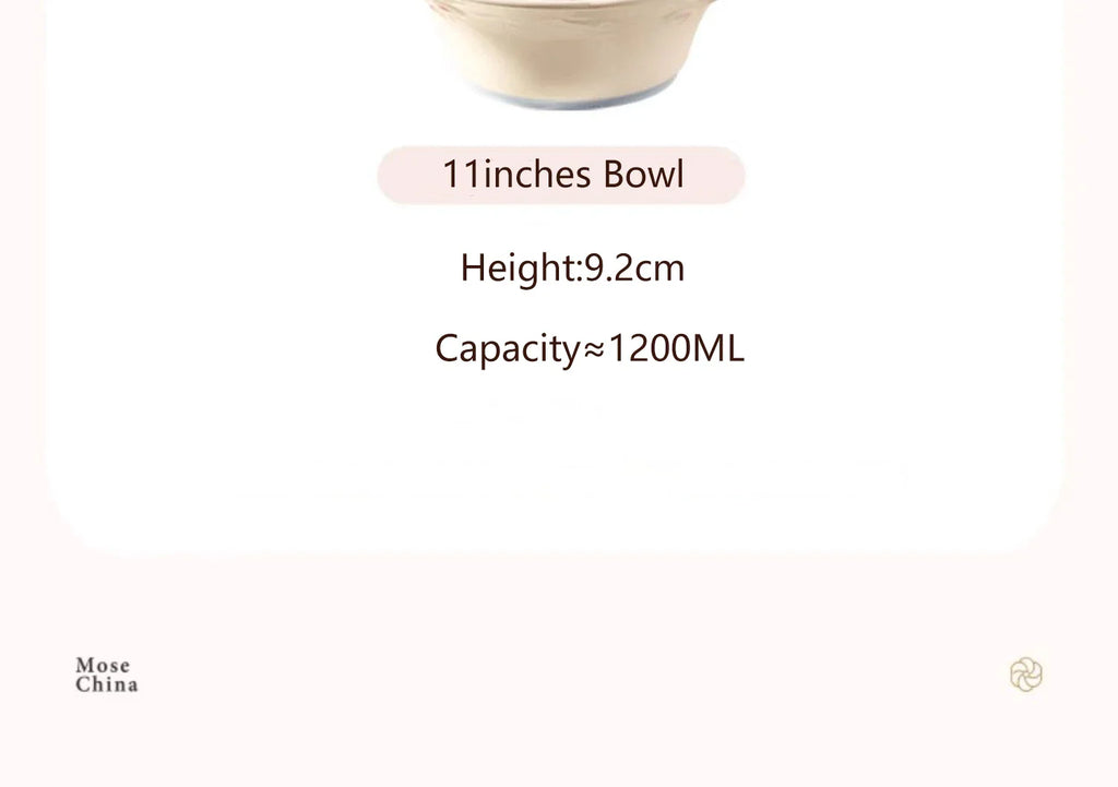 Cute Pattern Ceramic Plates Print Round Deep Tableware