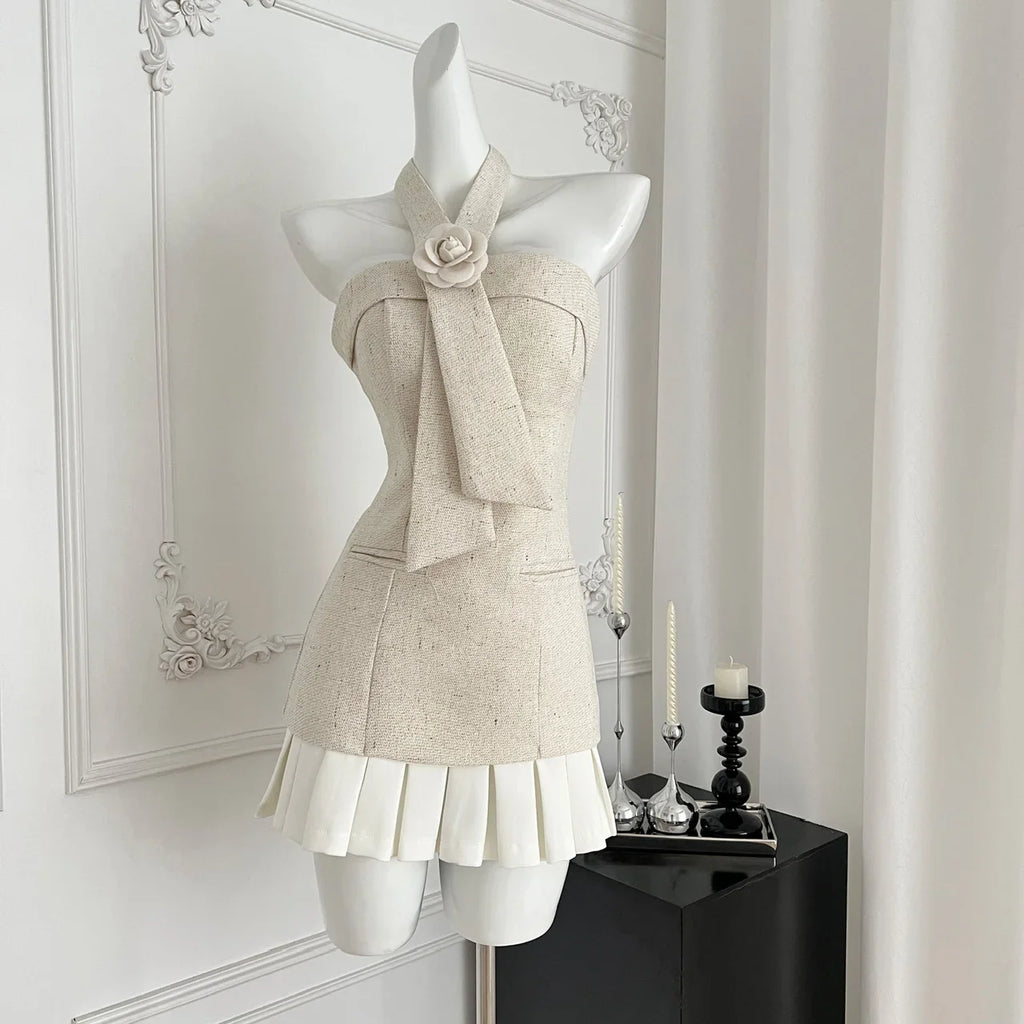 Halter Neck Dress Mini Frock Evening Shoujo One-Piece Gown