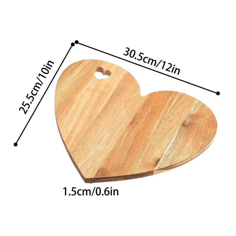 Wooden Cutting Boards for Kitchen Heart Shaped - Double Sided Portable Fruit Meat Chopping Charcuterie Serving Boards