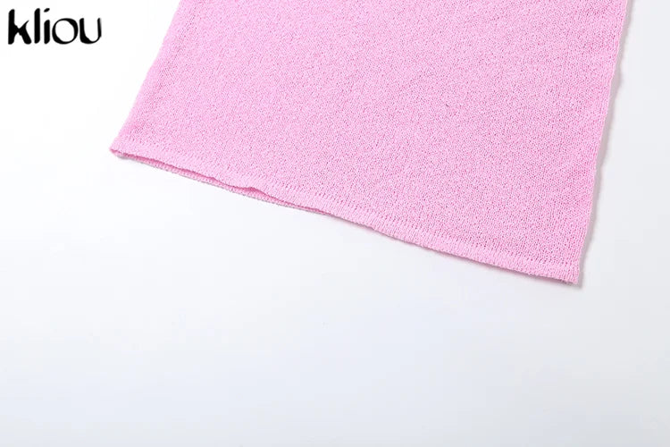 Knit Midi Pink Sweet Tanks Slim Dress