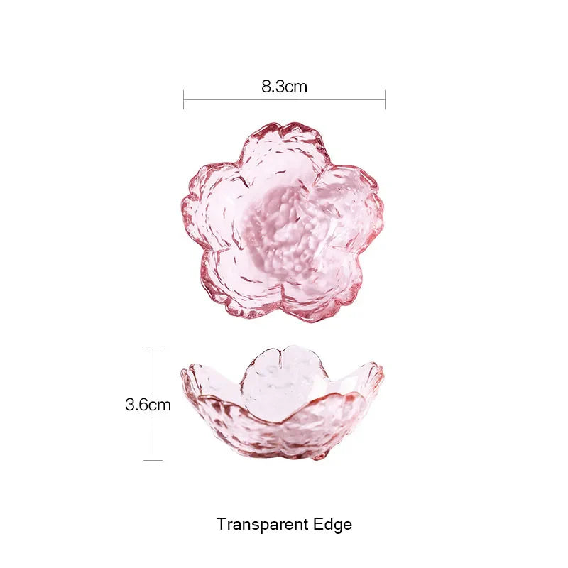 Cherry Blossom Sauce Dishes Small Glass Dish Sauce Bowl Nodic Gold Inlay Ice Cream Small Dinner Plates Kitchen Supplies 3pcs