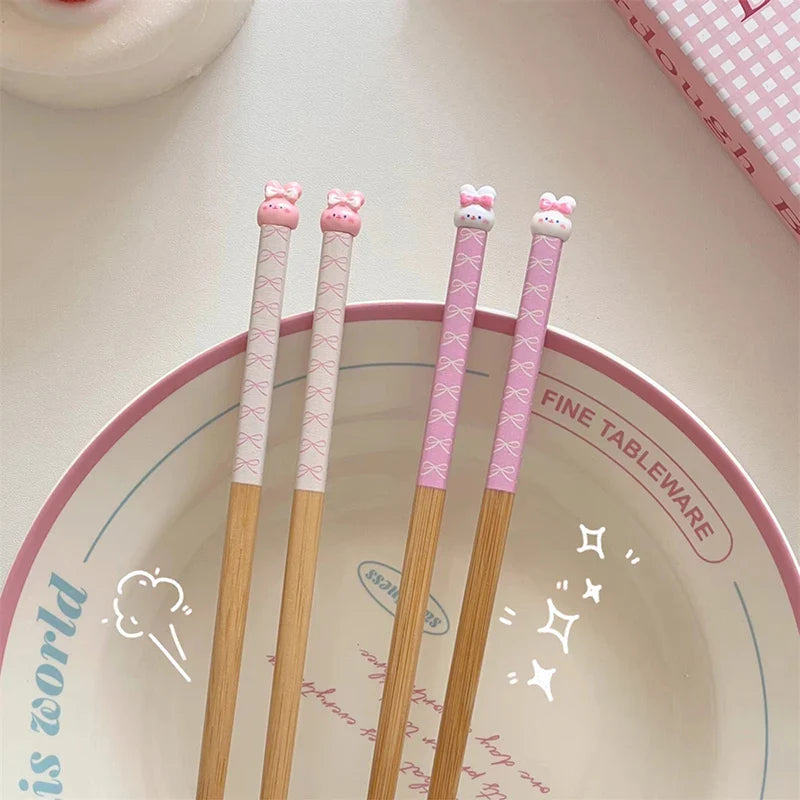Kawaii Cute Bunny Wooden Style Chopsticks