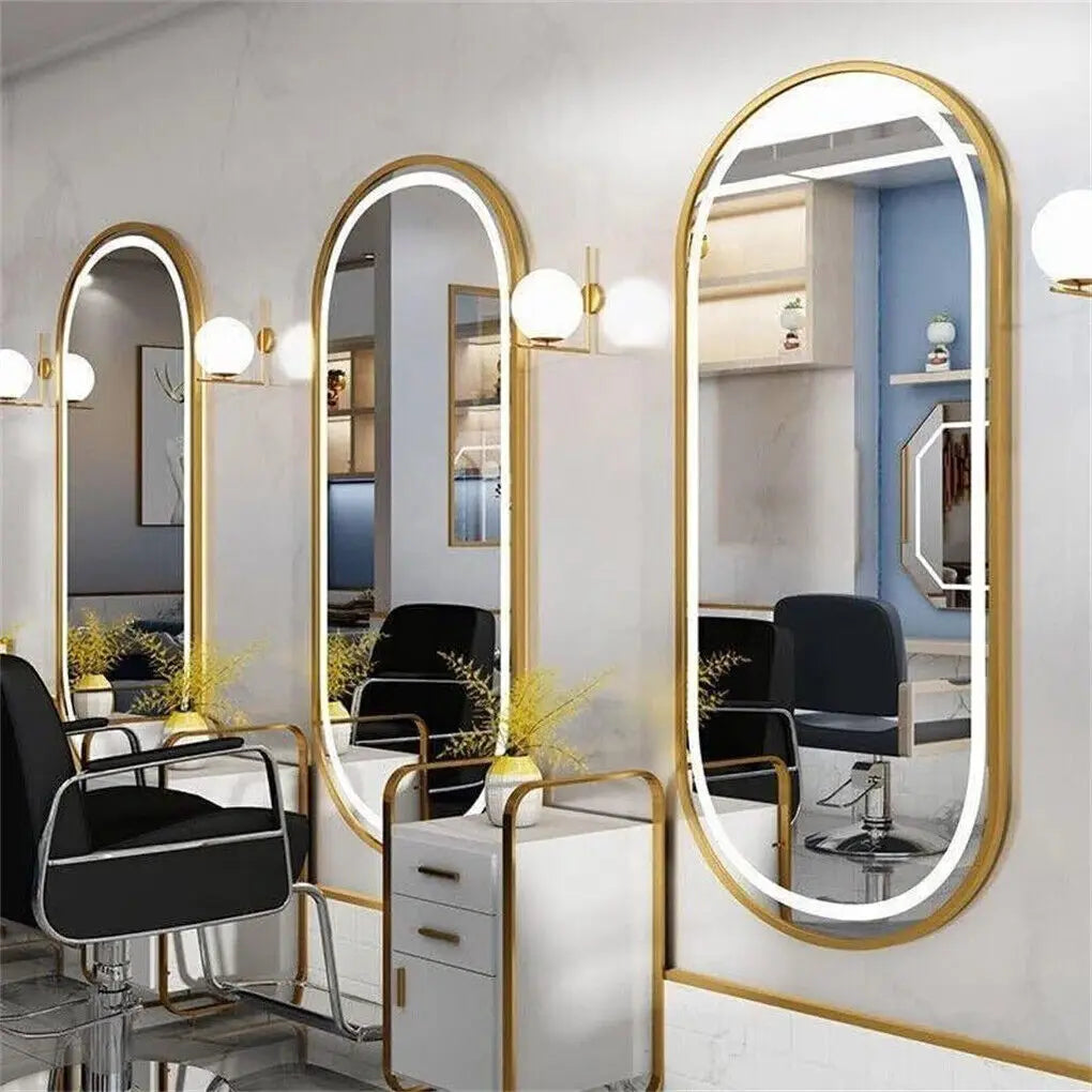 Luxury Oval Led Illuminated Bathroom Mirror Gold Aluminum Frame with Demister Pad