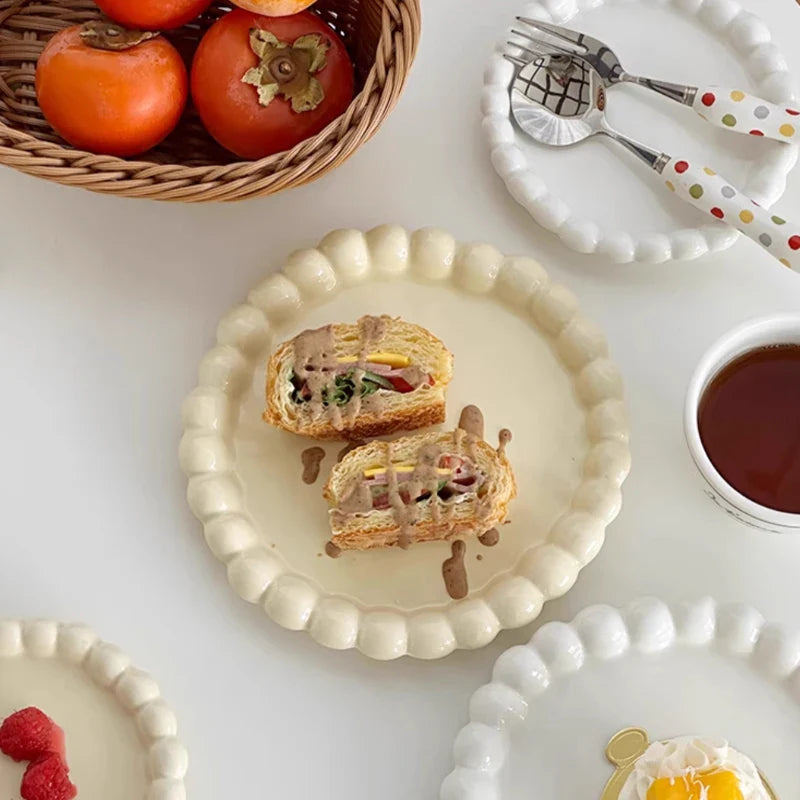Cute Pearl Ceramic Plates Decorative Luxury Dish Kitchen Tableware