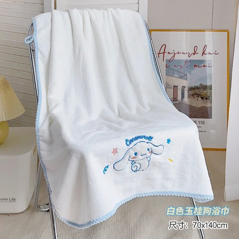 Sanrio Hellokitty Anime Body Bath Towel Pink Beauty Melody Soft face hand Microfiber Towel Fitness Sports Spa Bathrobe