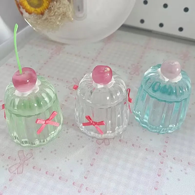 Cherry Pudding Style Storage Box Pen Wash Jar Desktop Ornament Bow Storage Box Jewelry Storage Jar Home Decoration
