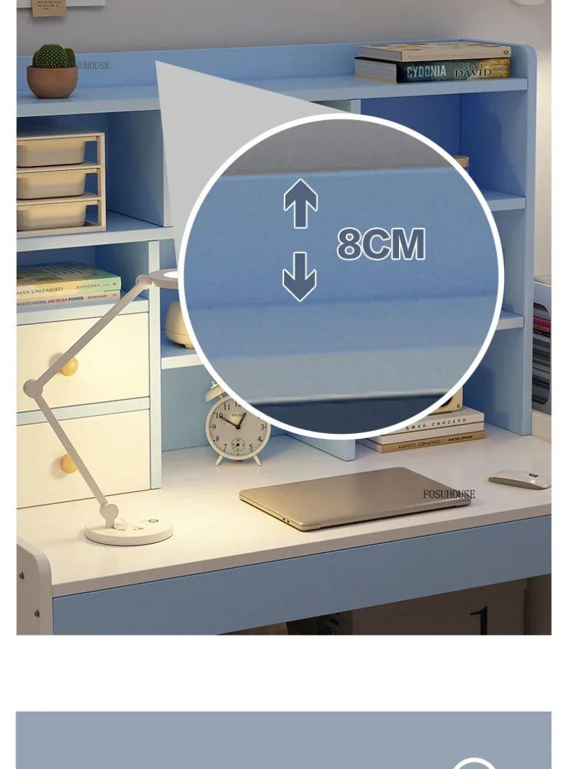 Girl Pink Bookshelf and Bookcase Integrated Study Desk with Storage Gaming Table Modern Office Furniture