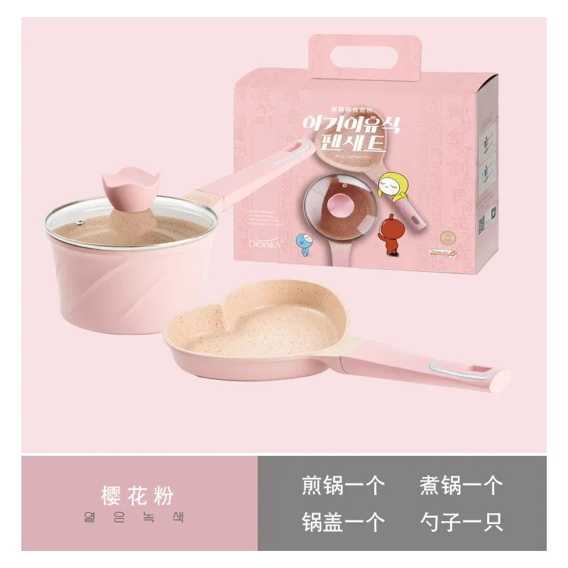 Mini Side Non-stick Cookware, Pink Love Egg Frying Pan for Kitchen, Mini Cooking Pot for Home Use, Cute and Efficient