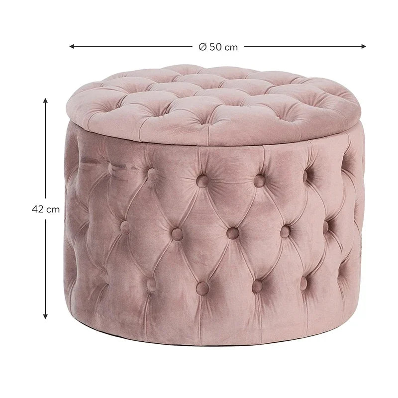Luxury Sofa Footstool Fabric Storage Round Sofa Stool