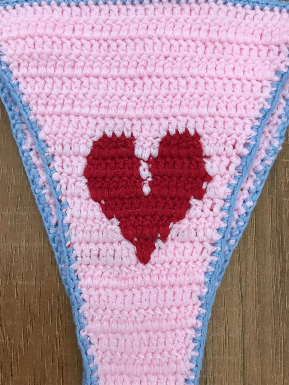 Ladies Cute Crochet Bikini Set 2 Pieces Bathing Suit Sexy Micro Bikinis Ties Swimsuit Thong Suit