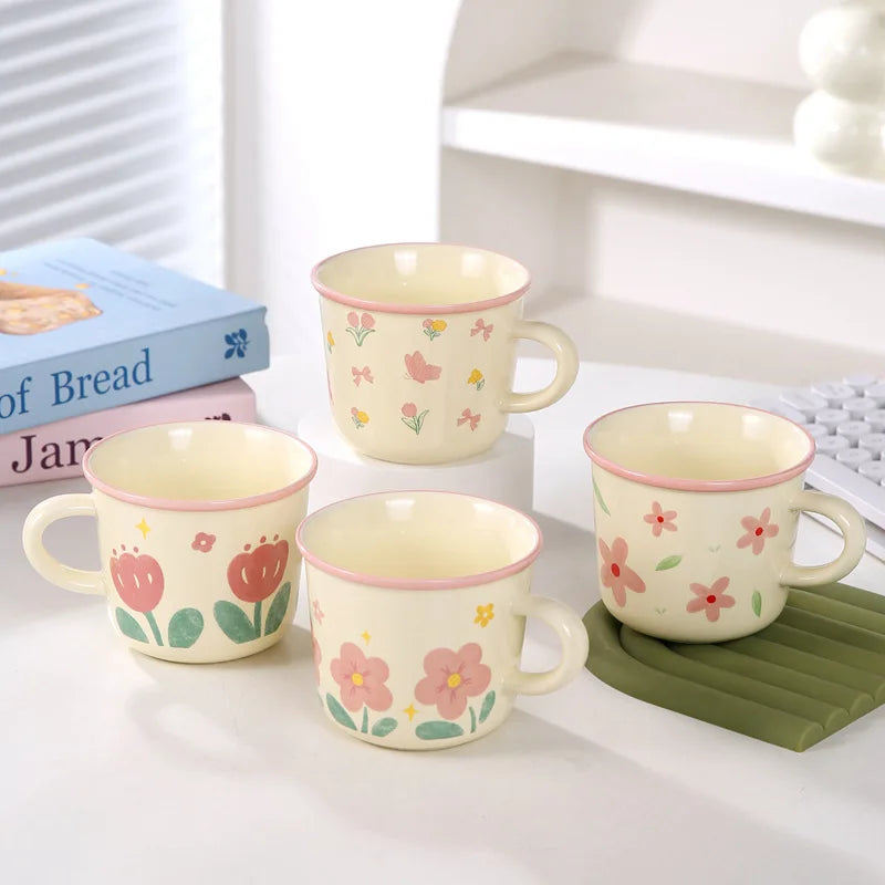High Appearance Level Cute Style Tulip Flower Cups, Ceramic Mugs
