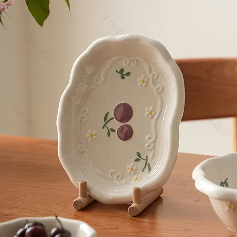 Light Luxury Ceramic Plate Sweet Lovely Dessert Salad Plate Delicious Dishes Dining Plates Exquisite Tableware