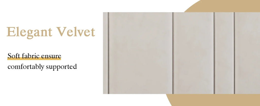 Soft Velvet Upholstered Bed Frame with Vertical Channel Tufted Wingback Headboard & Tall Footboard