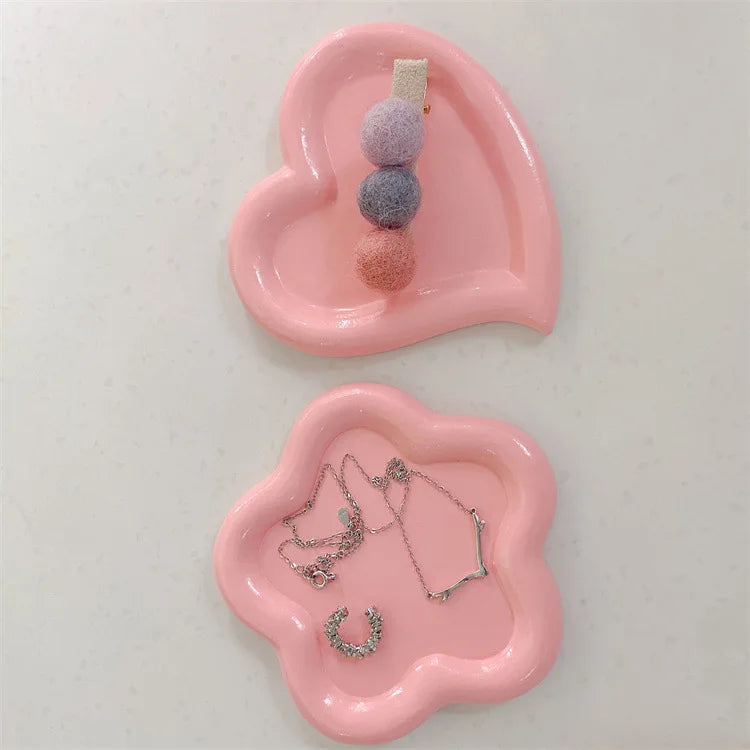 Creative Resin Trays Home Decor Jewelry Dish Heart Cloud Shape Storage Plate Organizer