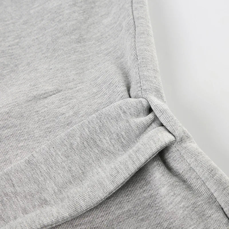 Fashion Drawstring High Waist Trousers Set Lace Up Flared Sleeve V Neck Twist Tops Plush Loose Pants Suit