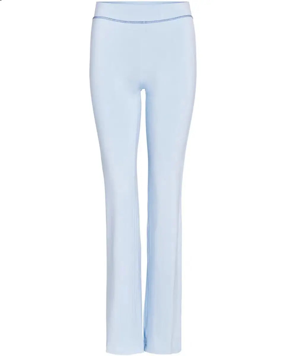 So Y2K Blue Cotton Zipper Hooded Long Sleeved High Stretch Top Low Waist Micro Flared Pants For Women