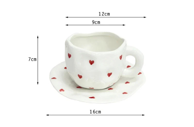 Red Hearts Ceramic Hand-Made Irregular Shaped Porcelain Plates