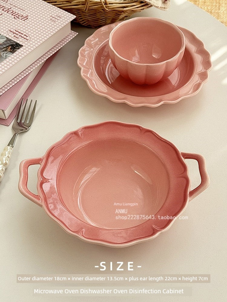 Gradient Lace Underglaze Porcelain Tableware Dish and Bowl Dish