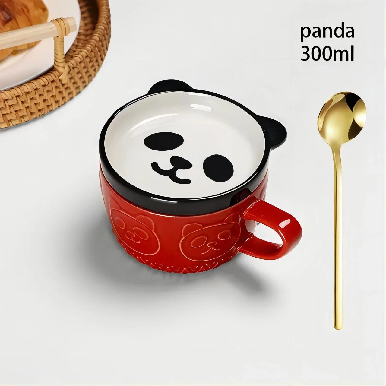 Cartoon Animal Ceramic Cup with Lid Mug Porcelain Home Kitchenware