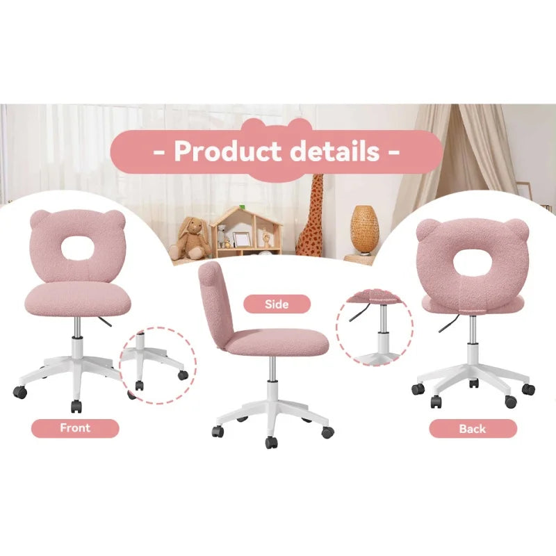 Little Bear Office Chair Female Male Dormitory Backrest Chair Pink Cute Bedroom Living Room Chairs Learning Chair Furniture Home