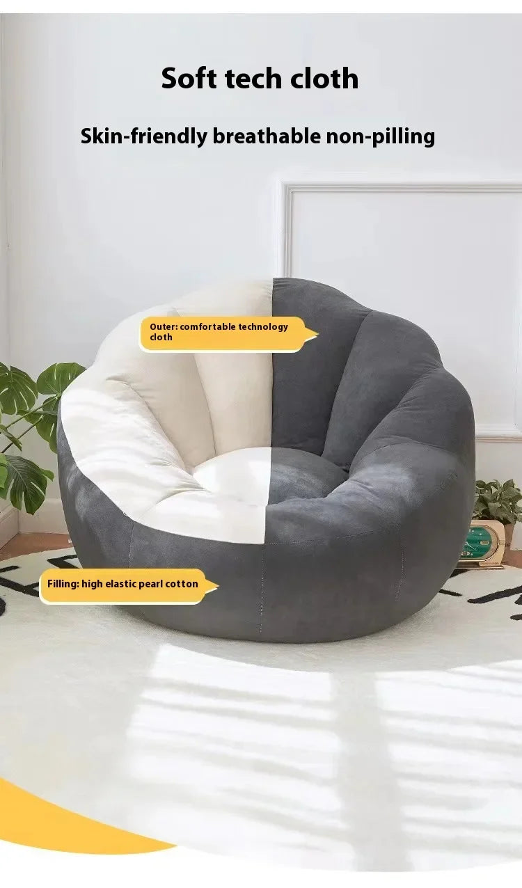 Kawai Curved Bean Bag Sofa Pink Lazy Exterior Sitting Bean Bag Sofas Comfortable Reclining Furniture