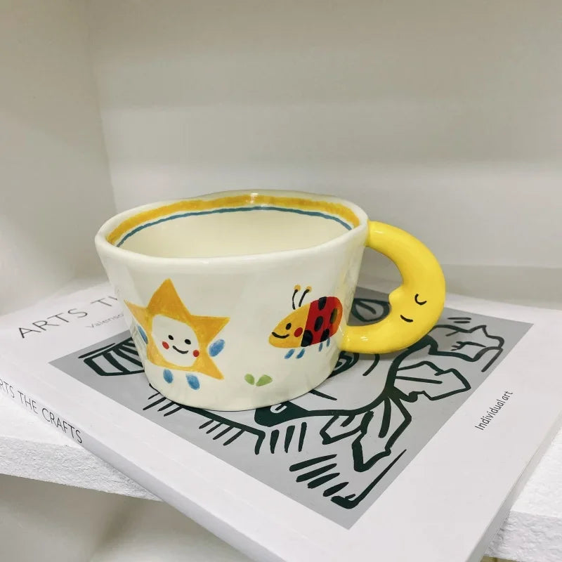 Korean Style Cute Hand-painted Handle Mug Personalized Good-looking Ceramic Cup