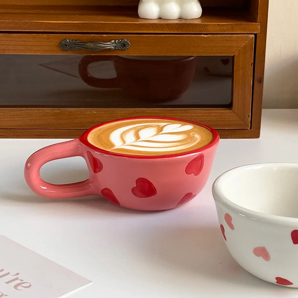 Love Ceramic Pair Cup, Creative Hand-Painted Ceramic Love Mug