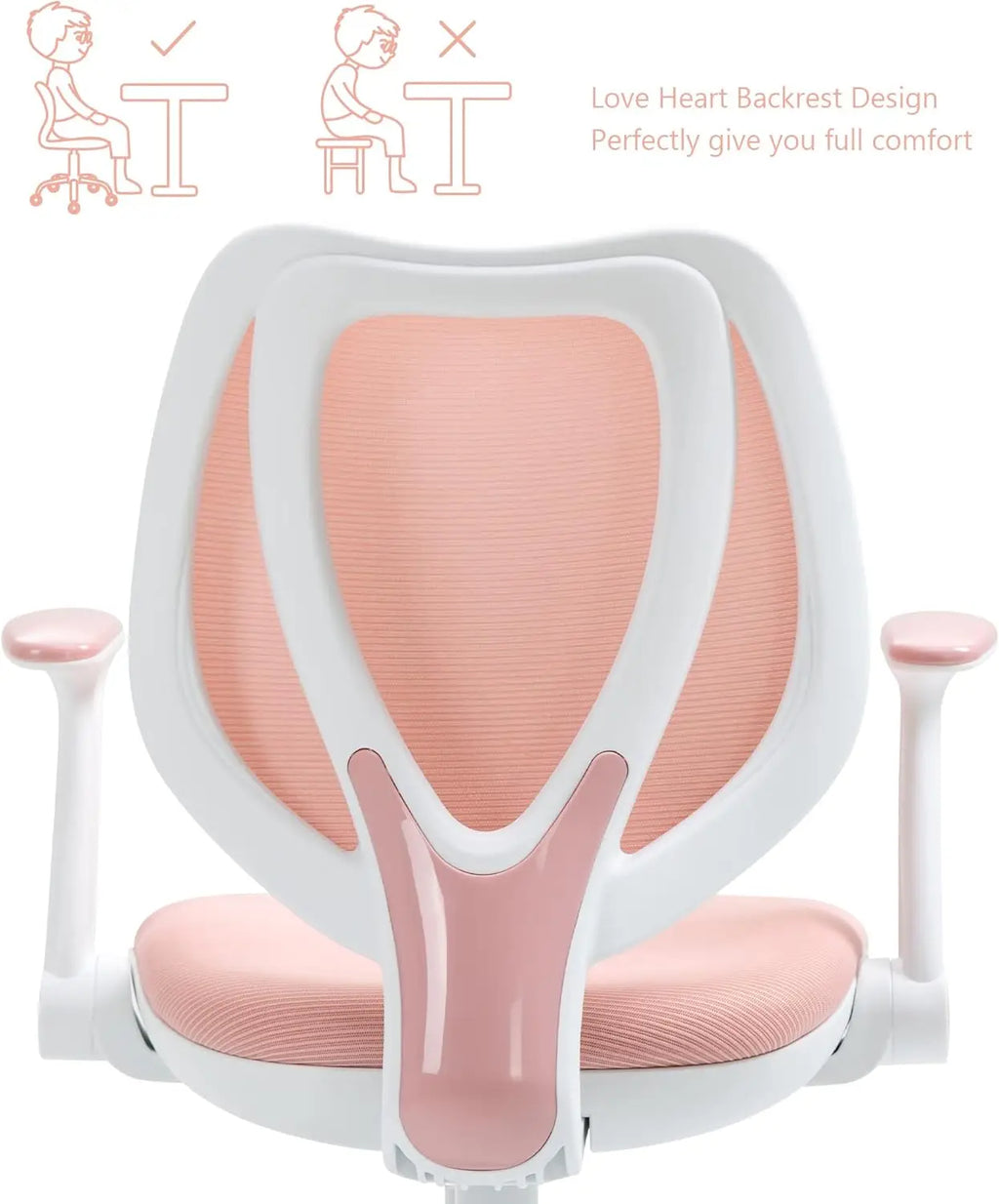 Cute Kids Desk Chair - Computer Study Reading Office Swivel Chair With Adjustable Armrests And Footrest