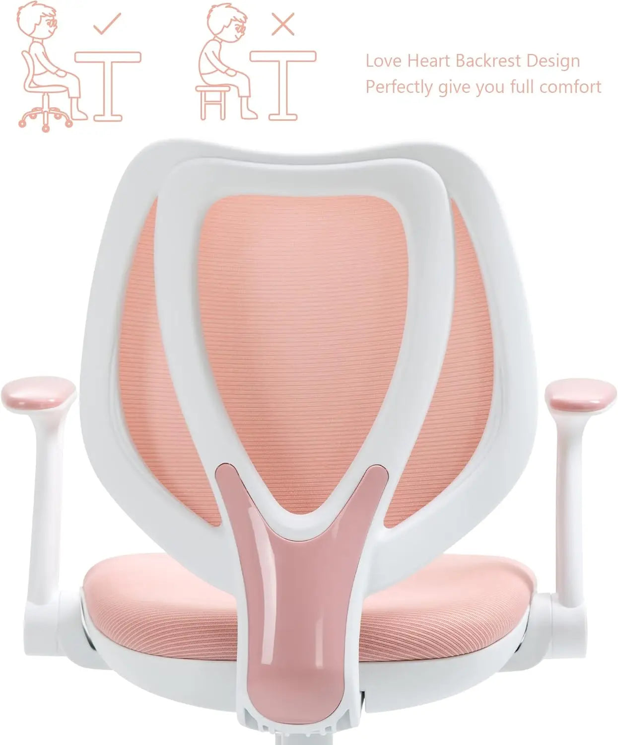 Cute Kids Desk Chair - Computer Study Reading Office Swivel Chair With Adjustable Armrests And Footrest