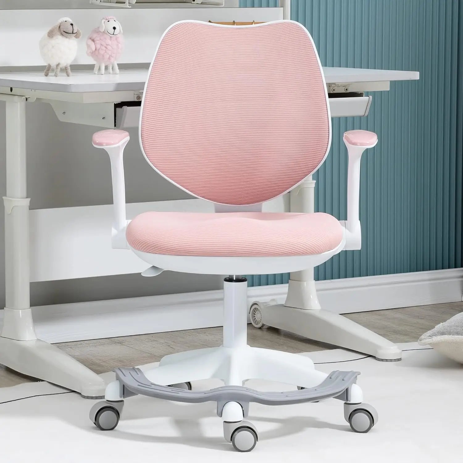 Cute Kids Desk Chair - Computer Study Reading Office Swivel Chair With Adjustable Armrests And Footrest