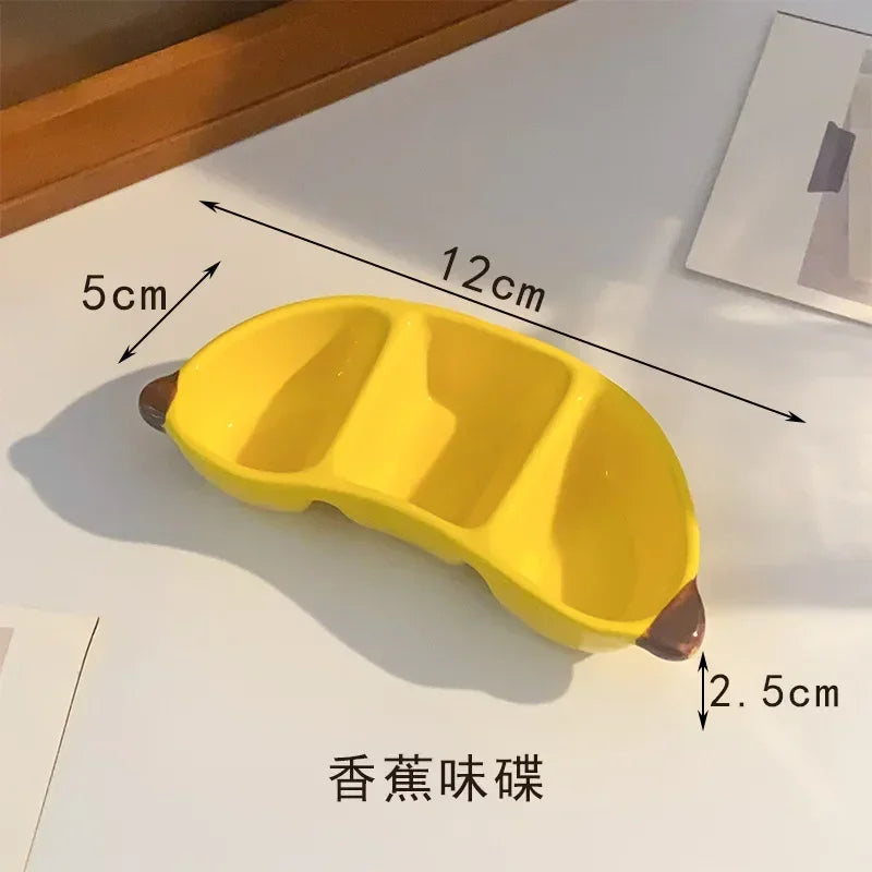 Cute Ceramic Dish Plates Fun Fruit Shape Snack Plate - Serving Small Plate