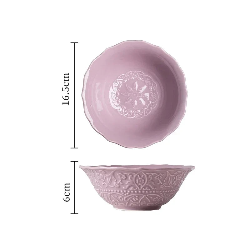 Purple Ceramic Plate Retro French Style Exquisite Dining Plates Home High End Tableware