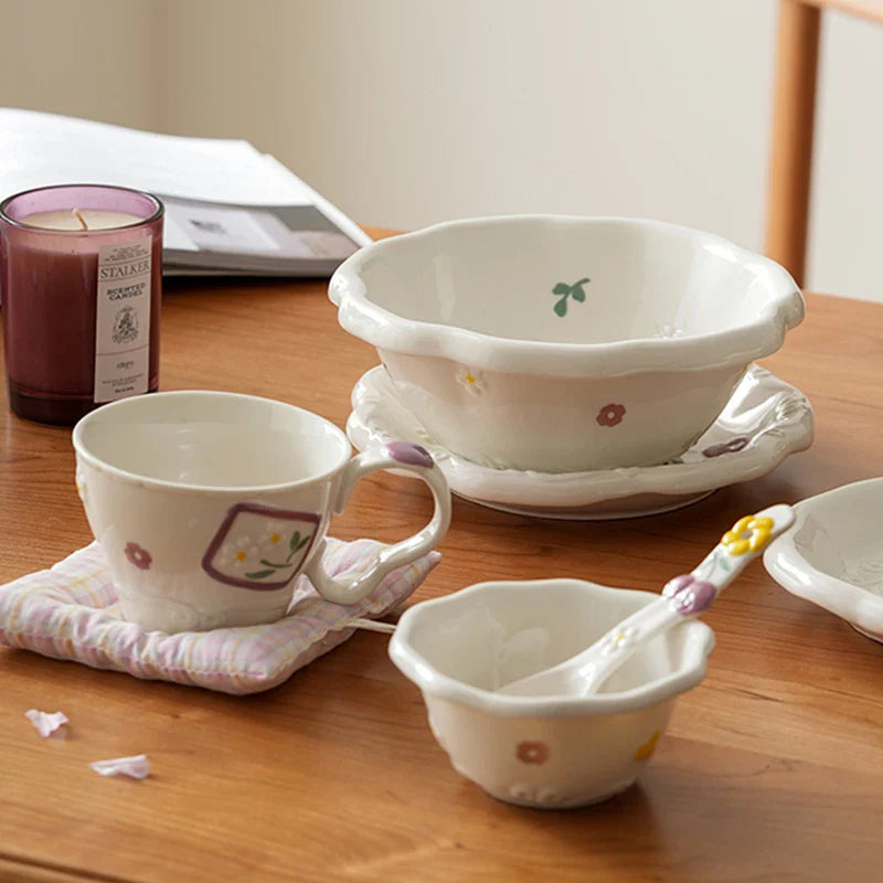 Light Luxury Ceramic Plate Sweet Lovely Dessert Salad Plate Delicious Dishes Dining Plates Exquisite Tableware