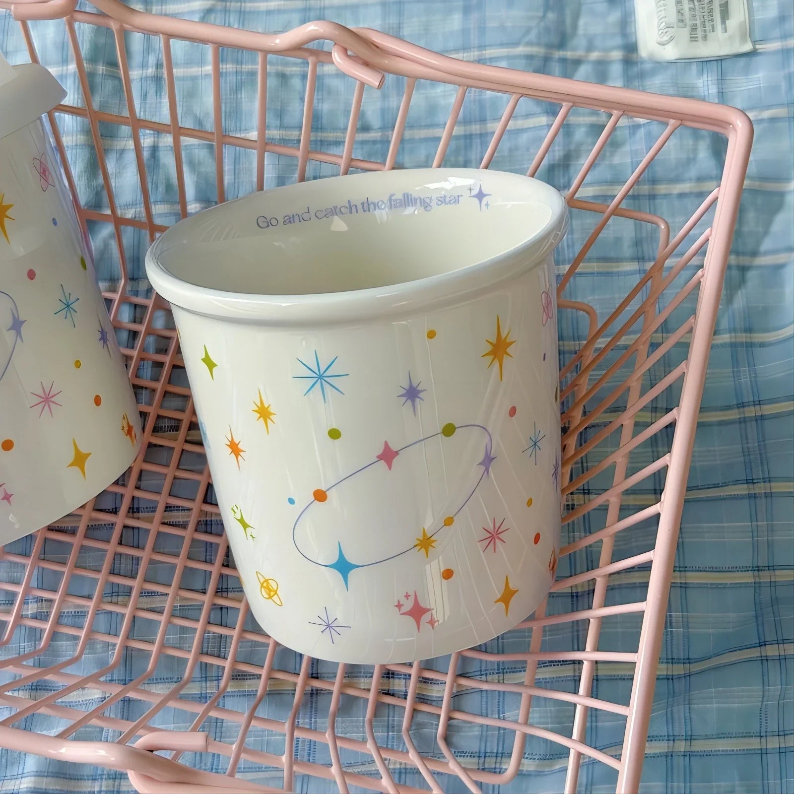 Colorful Polka Dot Smiling Face Holding Ceramic Cup