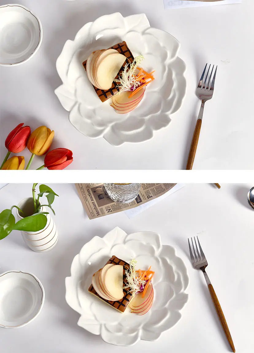 Lotus Flower Lace Cake Exquisite Dessert Plate