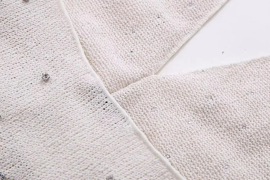 Diamond Women 2 Piece Set Luxury Knit Halter Backless Tank Tops+Shorts Casual Matching Streetwear Stretch Simple Suit