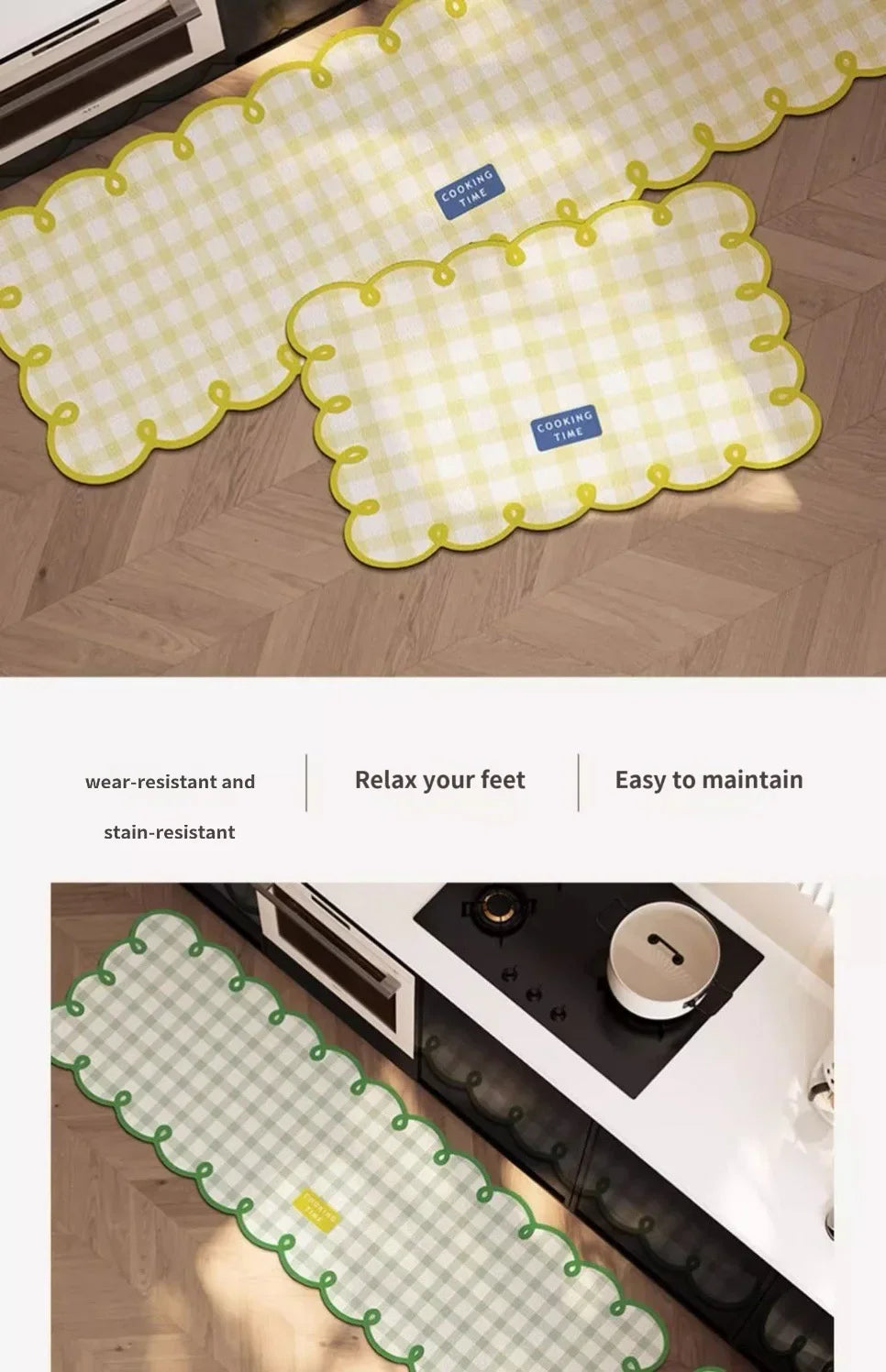 Simple Checkerboard Kitchen Special Dialgae Mud Absorbent Anti-Fouling Anti-Slip, Dirt-Resistant Carpet Home Decor