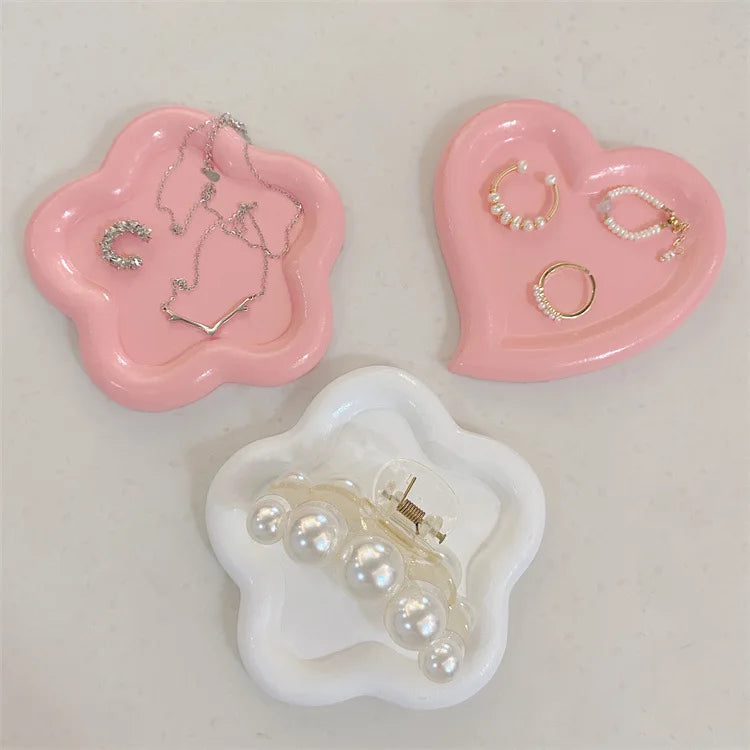 Creative Resin Trays Home Decor Jewelry Dish Heart Cloud Shape Storage Plate Organizer
