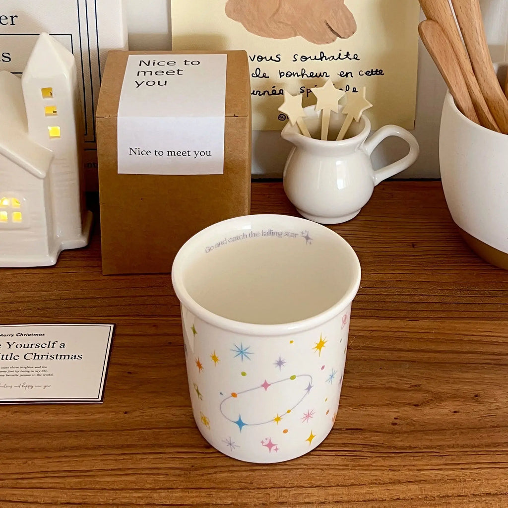 Colorful Polka Dot Smiling Face Holding Ceramic Cup