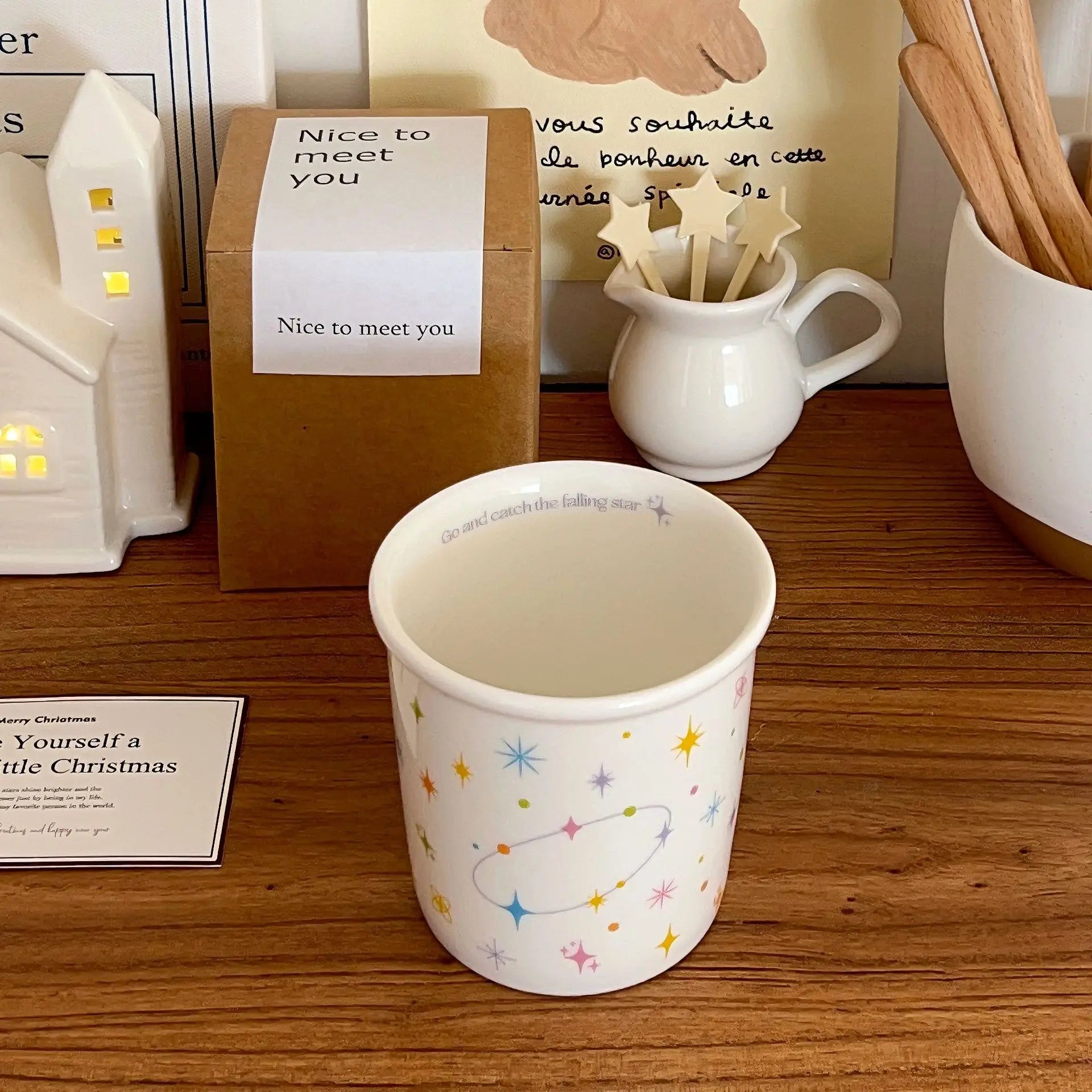 Colorful Polka Dot Smiling Face Holding Ceramic Cup