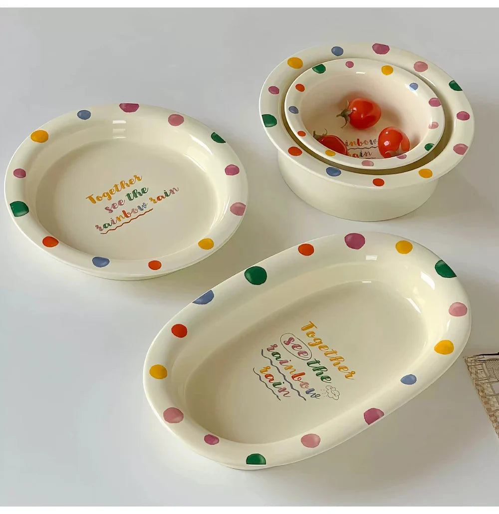 Colorful Dots Ceramic Porcelain m Tableware