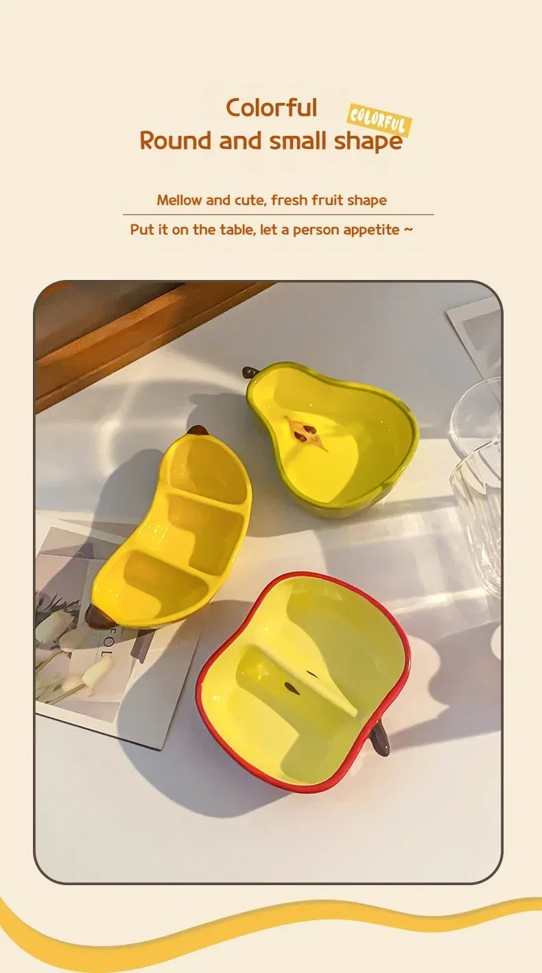 Cute Ceramic Dish Plates Fun Fruit Shape Snack Plate - Serving Small Plate