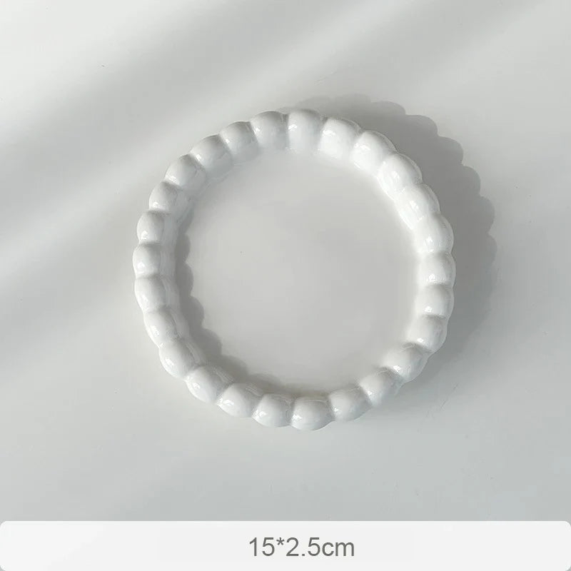 Cute Pearl Ceramic Plates Decorative Luxury Dish Kitchen Tableware