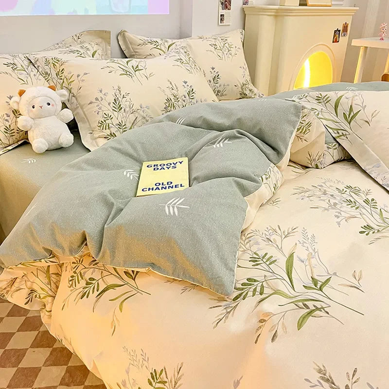 Pink Bedding Set Twin Full Queen Duvet Cover Girls Floral Bed Flat Sheet Pillowcase