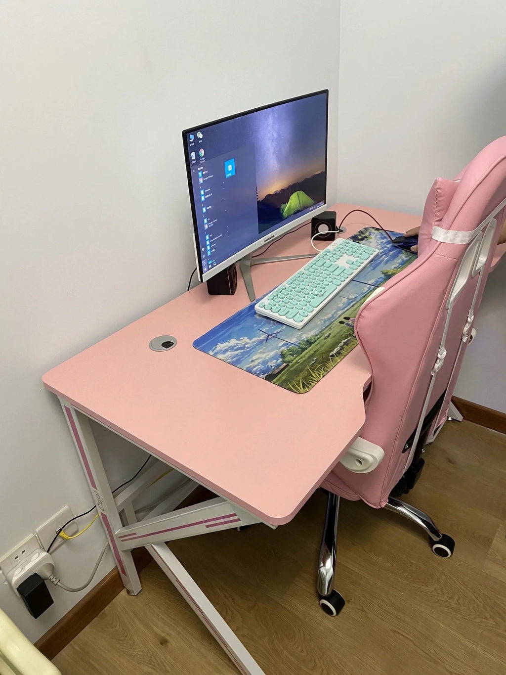 Pink Gaming Desk Girls Study Desk Laptop Table Computer Table Chair Live Gamer Home Live Desks Bedroom Desktop Gamer Desks