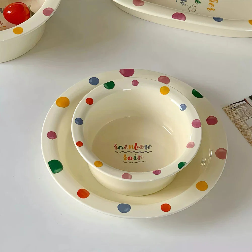 Colorful Dots Ceramic Porcelain m Tableware