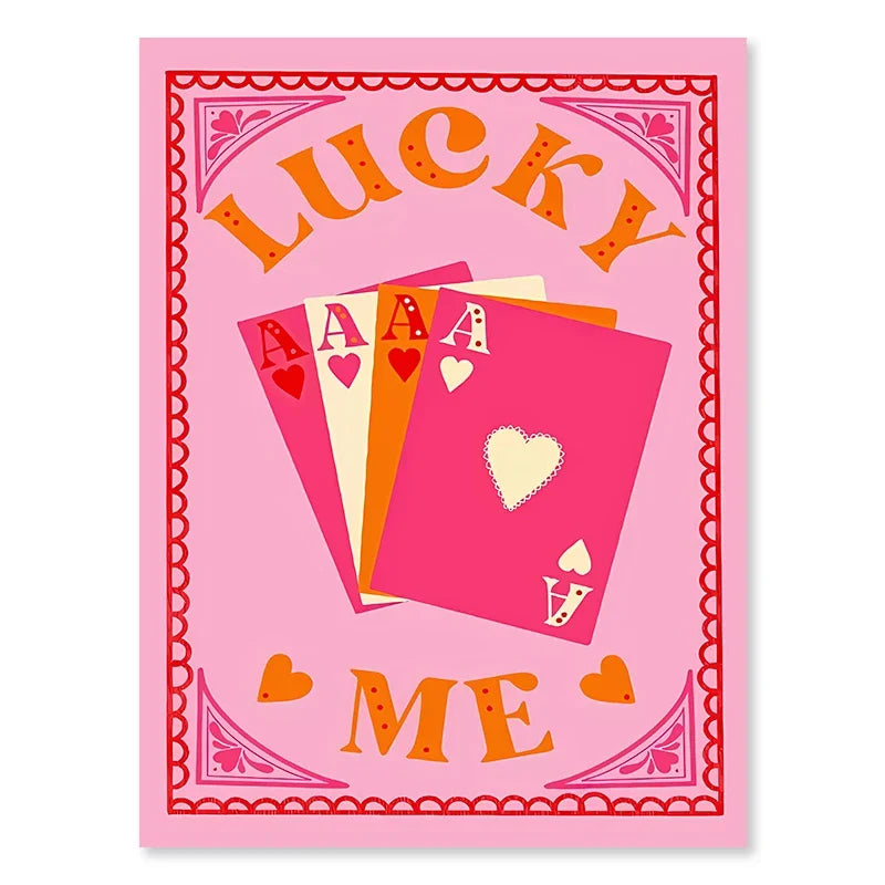 Pink Strawberry Lemon Card Cocktails Drink Posters Retro Canvas Painting