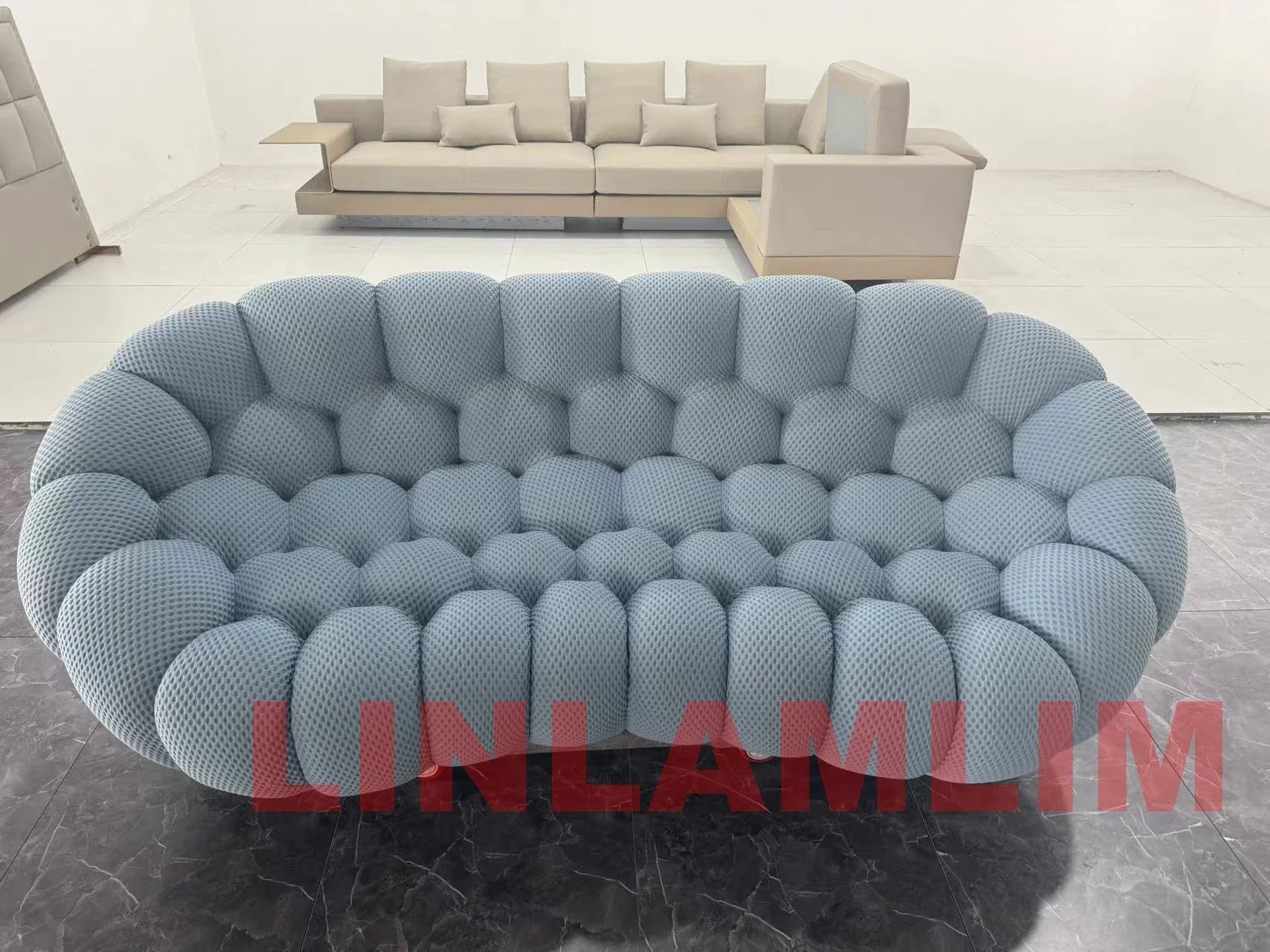 Contemporary Cloud-Shaped Sofa Modular Cloth Couch Fabric Curved Designer Sofa Set